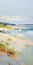 Vibrant Beach Painting With Blurred Imagery And Flat Brushwork