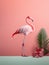 Vibrant beauty of flamingos in a minimalist studio setup, showcasing their elegance and grace