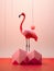 Vibrant beauty of flamingos in a minimalist studio setup, showcasing their elegance and grace