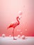 Vibrant beauty of flamingos in a minimalist studio setup, showcasing their elegance and grace