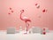 Vibrant beauty of flamingos in a minimalist studio setup, showcasing their elegance and grace