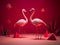 Vibrant beauty of flamingos in a minimalist studio setup, showcasing their elegance and grace