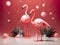 Vibrant beauty of flamingos in a minimalist studio setup, showcasing their elegance and grace