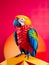 Vibrant beauty of a parrot in a minimalist studio setup,