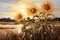 vibrant beauty of sunflower fields with this thick paint painting on canva