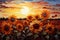 vibrant beauty of sunflower fields with this thick paint painting on canva