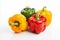 Vibrant bell peppers on white background for stunning advertisements and packaging designs