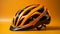 Vibrant Bicycle Helmet On Orange Background - Realistic Post Processed Photography
