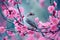 Vibrant Bird branch flower color. Generate Ai