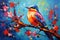 Vibrant Bird Painting on Canvas