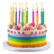 Vibrant Birthday Cake with Lit Candles. Generative ai