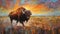 Vibrant Bison in Palette Knife Art