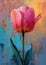 Vibrant Blooms: A Colorful Portrait of a Tall Pink Tulip by Rand