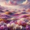 Vibrant Blossom Hills: AI-Generated Landscape of Colorful Tranquility