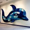 Vibrant Blue Dolphin Wall Sculpture: A Playful Installation Inspired By The Vancouver School