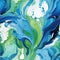 Vibrant blue and green abstract painting with fluid patterns (tiled)