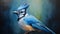 Vibrant Blue Jay Painting In Monochromatic Style By Adam Gyetsel