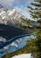 Vibrant Blue Peyto Lake with reflection of Canadian Rocky Mountain in Alberta, Canada. Seen from Bow Summit