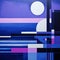 Vibrant Blue And Purple Moon Seascape Painting For Sale