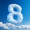 Vibrant Blue Sky With Photorealistic Cloud Formation In The Shape Of Number Eighty