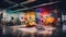 vibrant blurred commercial office interior