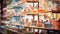 vibrant blurred shop interior