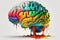 Vibrant Brain made of Colorful smoke representing creativre ideas, inspiration, creativity concept, fresh ideas, positivity. Ai