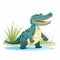 Vibrant Brushwork: Captivating Cartoon Alligator Illustration