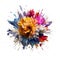 Vibrant Burst of Colorful Flowers on a White Background. AI