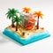 Vibrant Cabincore Isometric Square Model Of A Beach With Palm Trees