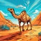 Vibrant Camel Illustration In Gravity-defying Desert Landscape