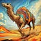 Vibrant Camel Sprinting In Hyper-detailed Desert Illustration