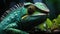 Vibrant Camouflage: Close-Up of a Green Chameleon