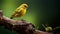 Vibrant Canary Perched On Wood Branch - Stunning Nature Photography