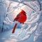 Vibrant Cardinal in Winter Wonderland: A Splash of Red