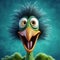 Vibrant Caricature: Animated Bird With Wide Open Mouth