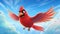 Vibrant Cartoon Cardinal Flying In The Sky With Playful Caricature