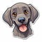 Vibrant Cartoon Grey Dog Head Sticker With Tongue Out