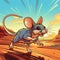 Vibrant Cartoon Mouse Sprinting Across The Desert Savannah