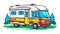 Vibrant Cartoon Rv Camper Trailer: A Colorful Journey On Wheels