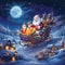 Vibrant and Cartoonish Santa Claus Sleigh Ride Adventure