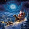 Vibrant and Cartoonish Santa Claus Sleigh Ride Adventure