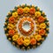 Vibrant celebration marigold flowers rangoli for Diwali festival