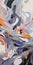 Vibrant Chaos: Abstract Painting With Gray And Orange Colors