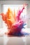 Vibrant Chaos: A High-Speed Freeze-Frame of Colorful Powders Exploding in Mid-Air