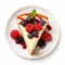 Vibrant Cheesecake With Berries On White Plate - High Resolution Image