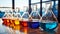 Vibrant Chemistry: Laboratory Glassware with Colorful Chemicals, Generative AI