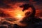 Vibrant Chinese new year dragon sunset. Generate Ai