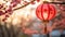 Vibrant Chinese New Year Lantern Swinging Amidst Cherry Blossoms