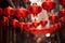 Vibrant Chinese New Year Street Scene. Red Lanterns, Decorations, and Festive Activity